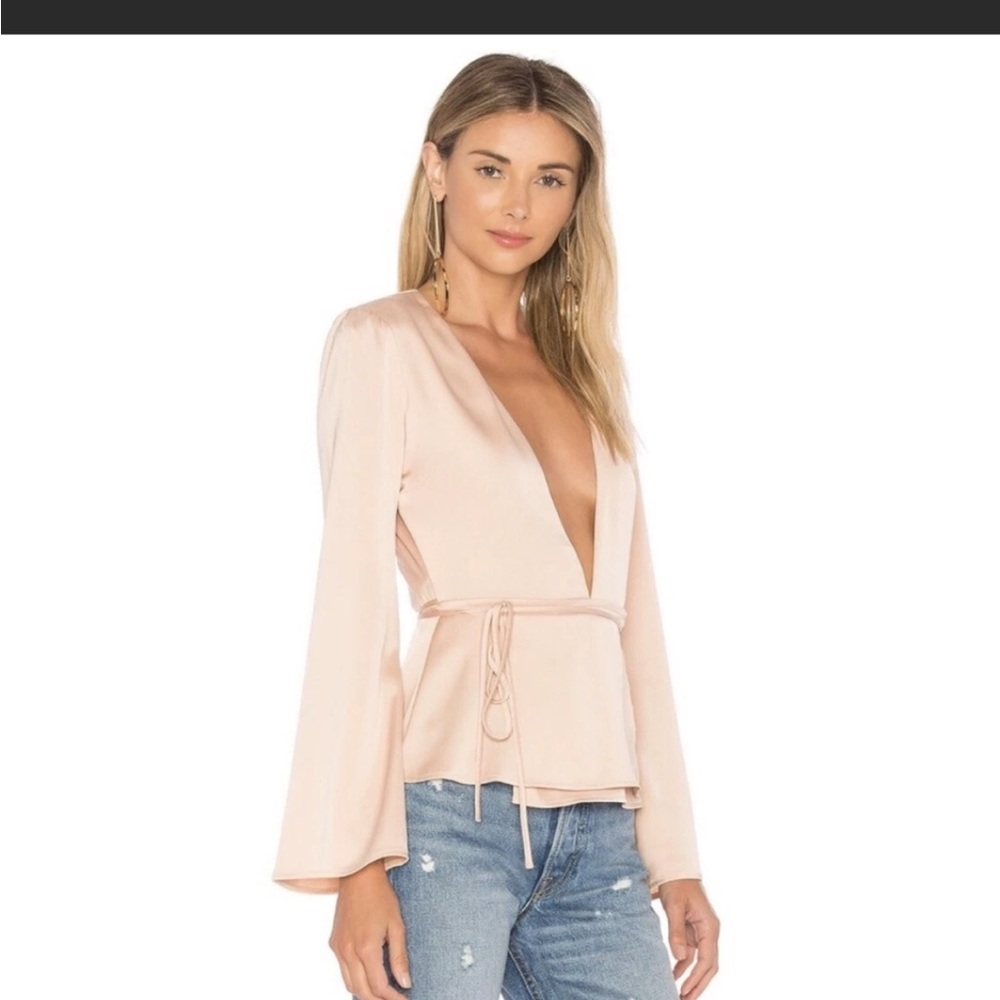 L 'Academie The Eliot Self-Tie Wrap Top Sz S
